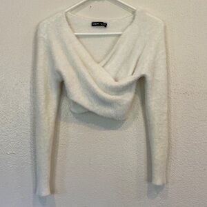 SHEIN Women's Soft White V-Neck Sweater